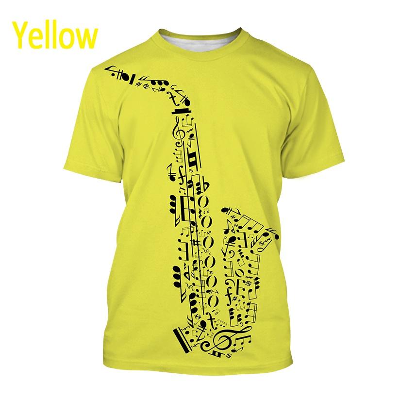 Men's Music Art Short-sleeved T Shirt 3D Printed New Jazz Musical Instrument Saxophone T Shirt Harajuku Style Streetwear Top