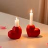 Roter herzförmiger Kerzenhalter Romantischer Kerzenhalter aus Keramik für Hochzeitsfeier Esstisch-Mittelstück