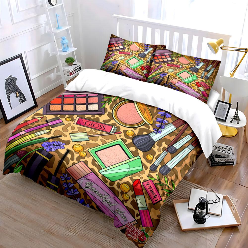 Makeup Essentials Set for Beauty Soft Skin-Friendly Bedding Set Includes 1 Duvet Cover And 2 Pillowcase Gift