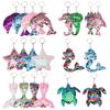 20 Pièces Porte-clés Paillettes Sirène, Porte-clés Paillettes Réversibles Scintillantes Thème Océanique, Formes d'Animaux Queue de Poisson Tortue Étoile de Mer