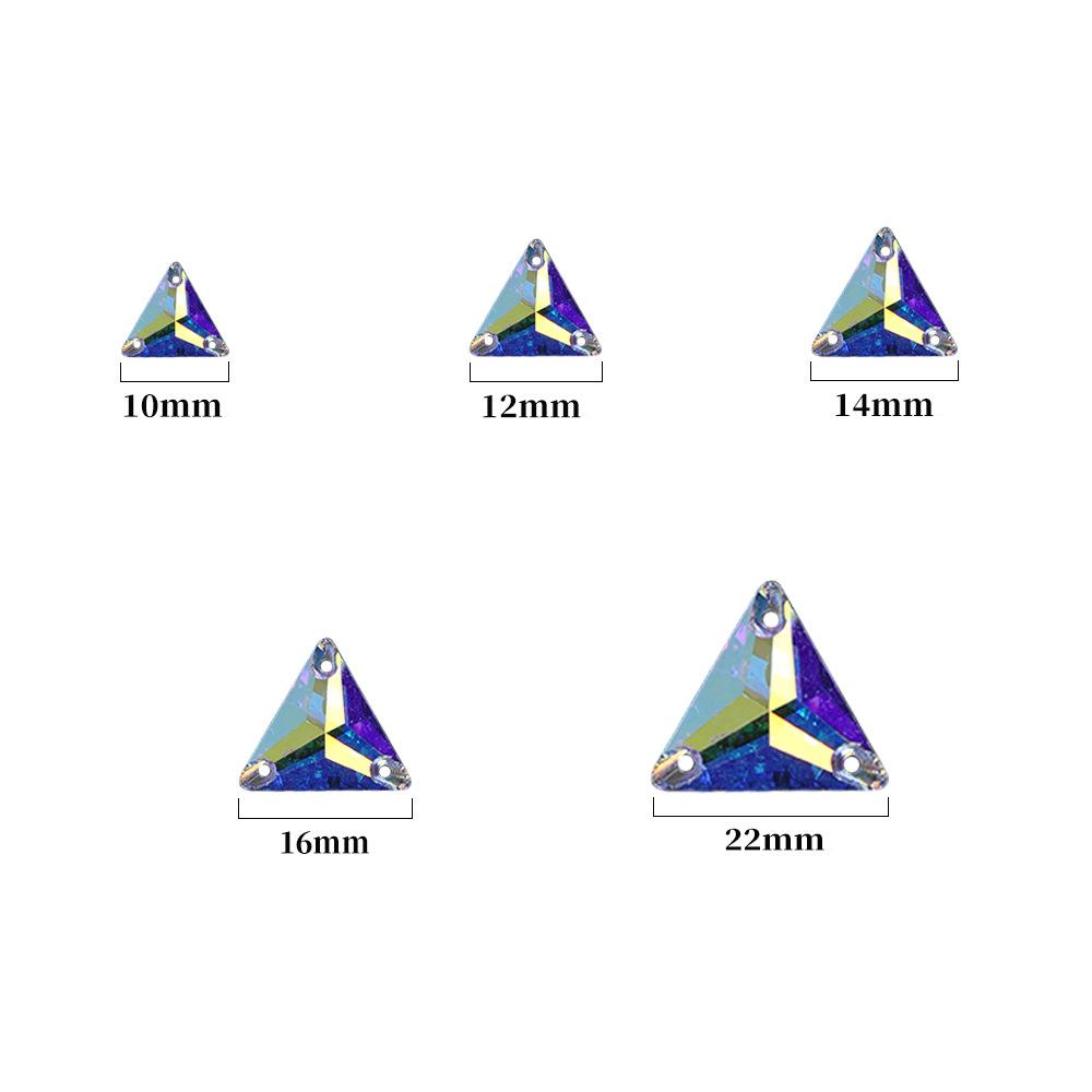K9 Weichen Triangle Chamfered Double Hole Glass Hand Seam Drill, White Ab Colorful Clothing With Drill Diy Crystal Drill