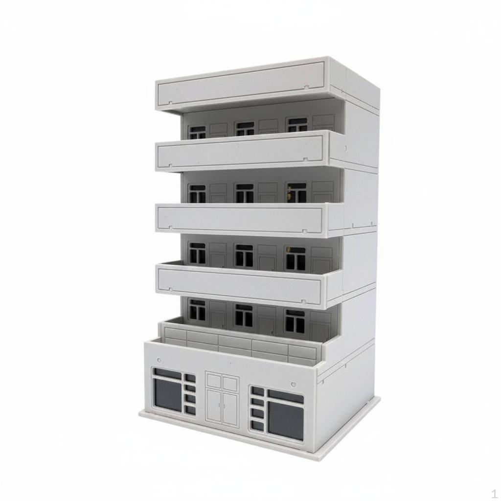Miniature Balcony House Model Easy Assembly Residential Building No Glue Needed for Designers,