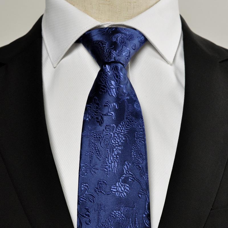 Tie Men'S Dress Chinese Wind Dragon Pattern 9Cm Retro Red Black Blue Ethnic Wind Chinese Dragon Calligraphy Pattern