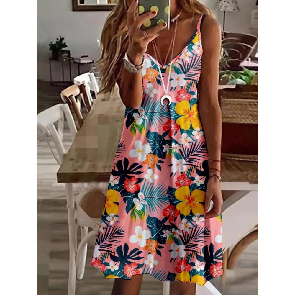 Elegante Vestito Canotta da Donna Stampato per Primavera ed Estate
