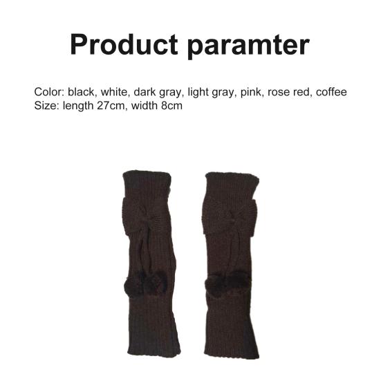 Leg Warmer Bowknot Ball Warm Solid Color Knitted Boot Socks for Autumn Winter
