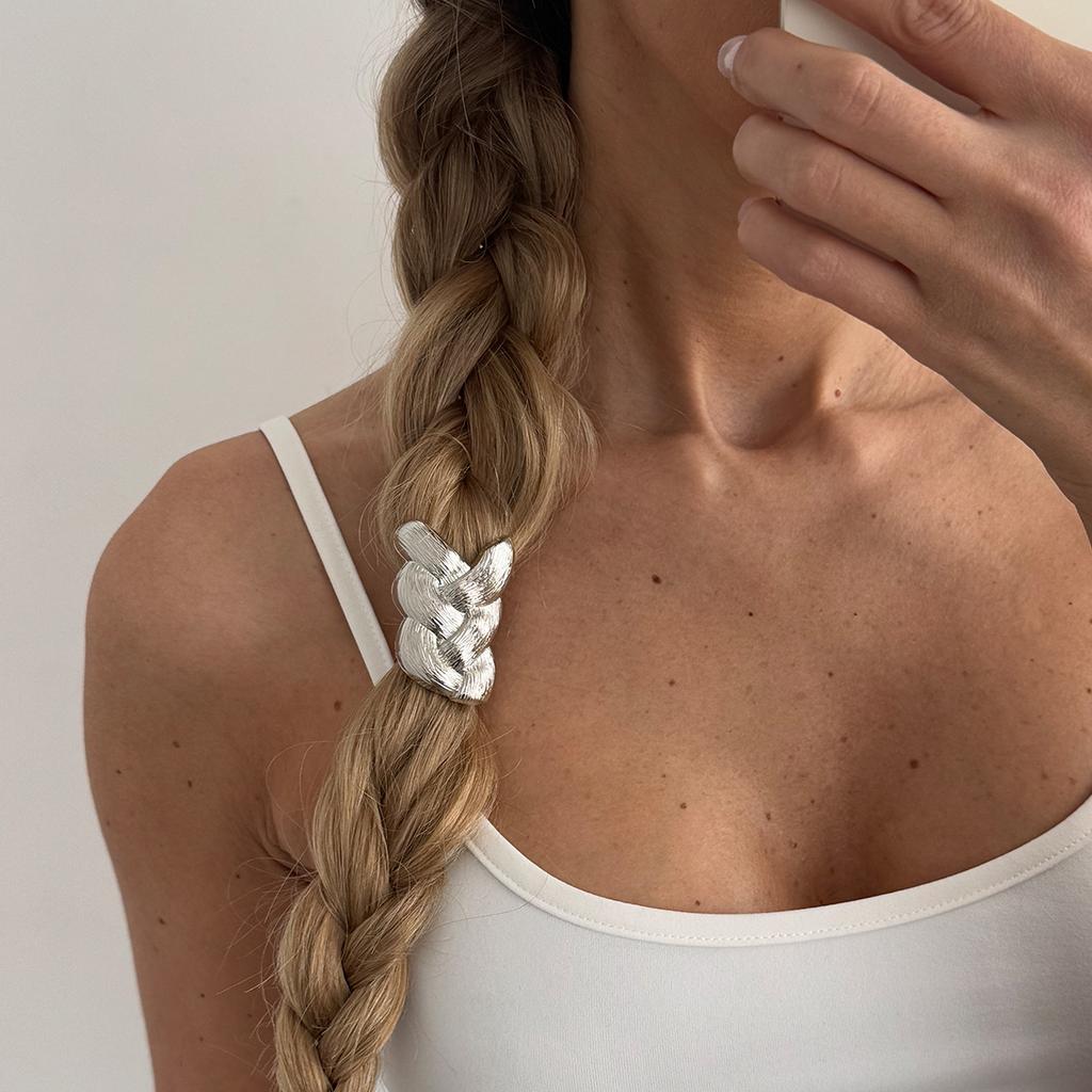 Punk Metal Zopf-förmiges Elastisches Haarband Damen Mädchen Einzigartiges Design Pferdeschwanz Haargummi Gummiband Scrunchies Y2K Haarschmuck