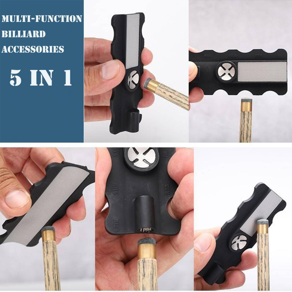 5 In 1 Pool Cue Tips Repair Tool Billiard Tip Multifunctional Accessories Burnisher