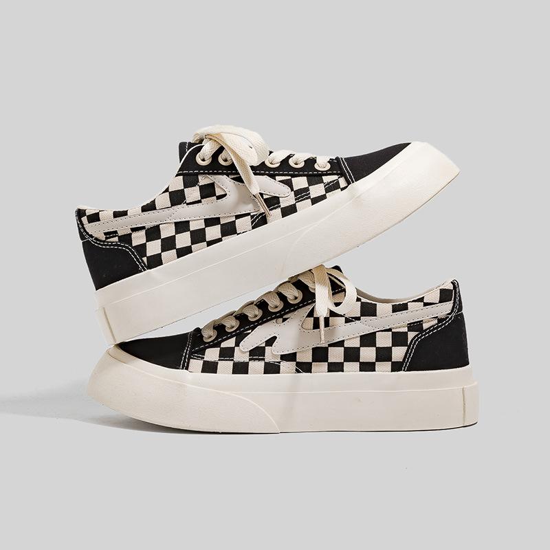 Женская обувь, увеличивающая рост, новые парусиновые туфли, весенняя платформа, клетчатая обувь с большой головой, женская 04