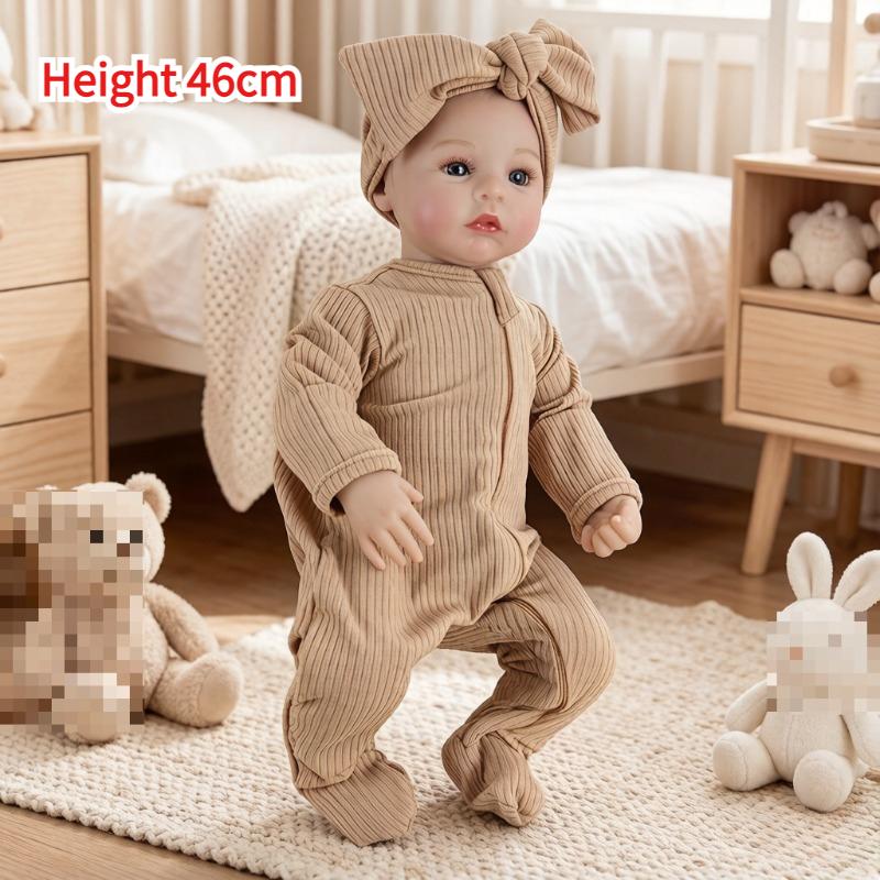 

Vinyl Reborn Doll Acrylic Big Eye Simulation Baby Half Rubber Doll Soft Cloth Body Non Washable Children s Toy Removable Clothes Festival Gift 46cm half rubber doll