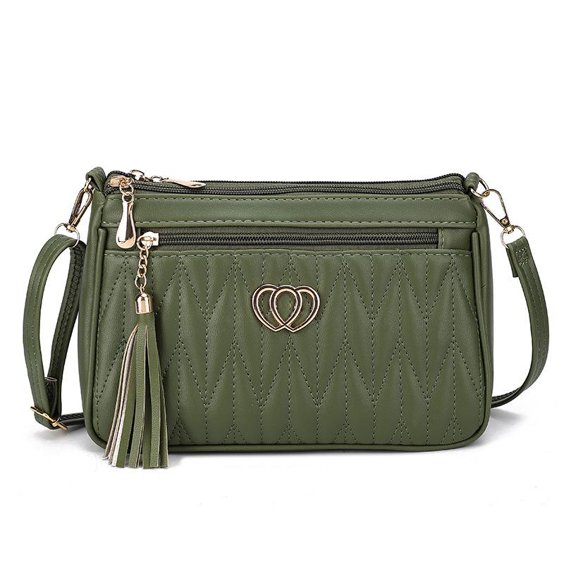 

Женская летняя сумка кроссбоди: Вместительная, высококлассный ромбовидный узор с кисточкой, универсальная повседневная сумка для телефона для женщин среднего возраста армия зеленый