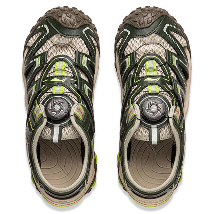 Li Ning Kids Outdoor Comfortable Versatile Shock Absorbing Breathable Low Top Sandals Kids Sandals Army-Green YKEV014-3