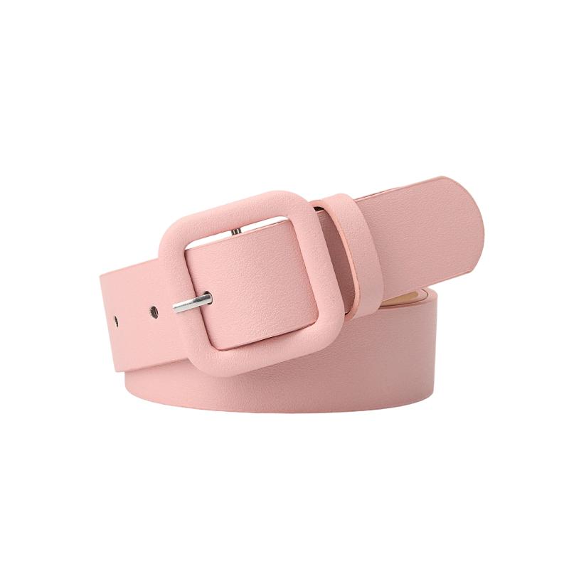 

Стильный пояс-корсет из ПУ для женщин с квадратными пряжками и конфетными цветами для повседневного и официального наряда, универсальный аксессуар розовый