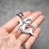Large White Shark Hollow Necklaces Men's Pendant Stainless Steel T-Shirt Chain Female Punk Fashion Jewelry Accessories Gifts