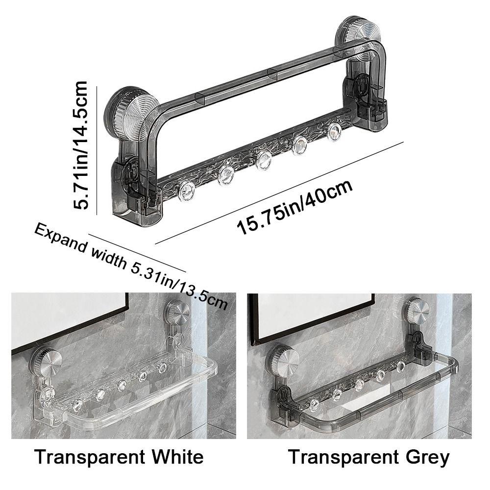 Plastic Suction Cup Storage Rack Punch Free Foldable Towel Storage Rack Space Saving Wall Mounted Faucet Shelf for Home