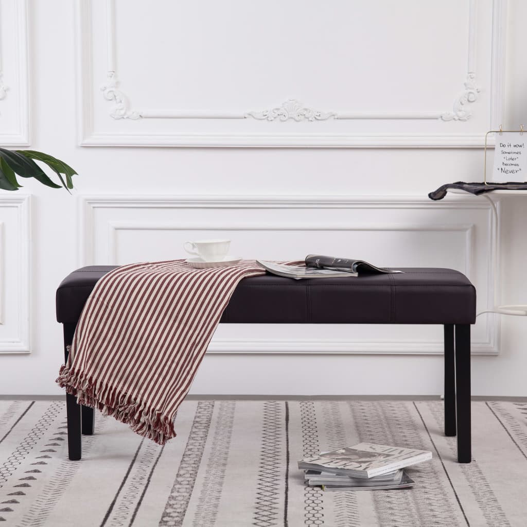 Bench 106 Cm Brown Faux Leather