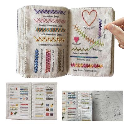 Sewing Book Enthusiasts Beginners Embroidery Instructions Book for DIY Sewing Kit, Creative Embroidery Stitches Book, Family Stitching Loose-Leaf Book