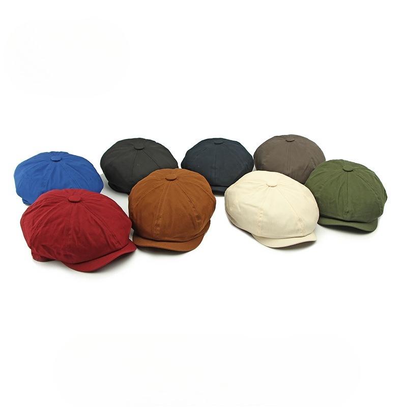Vintage Octagonal Newsboy Cap for Men Women Retro Plain Solid Color Baker Boy Beret British Cabbie Flat Ivy Cap Side Button Accent