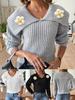 Women's Hand-Crocheted Flower Patchwork Pullover Sweater with Large Lapel - Autumn/Winter Collection