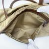 Prada Quilted Tessuto Nylon Tote Boston Bag Handbag One Shoulder Brown Beige Leather Triangle Logo Plate