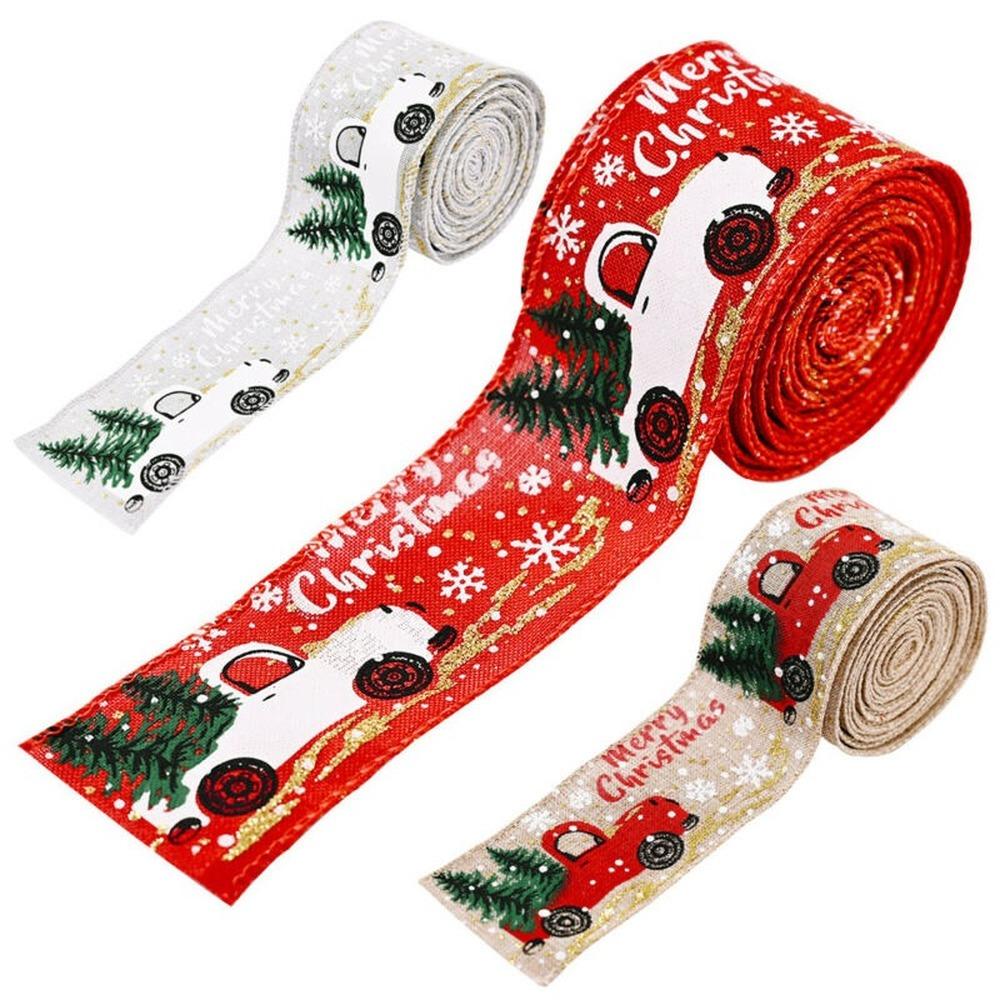 

Рождественский мультяшный автомобиль с принтом ленты, завязывающий венок, украшения, ремесла, украшения для рождественской елки, товары для декора