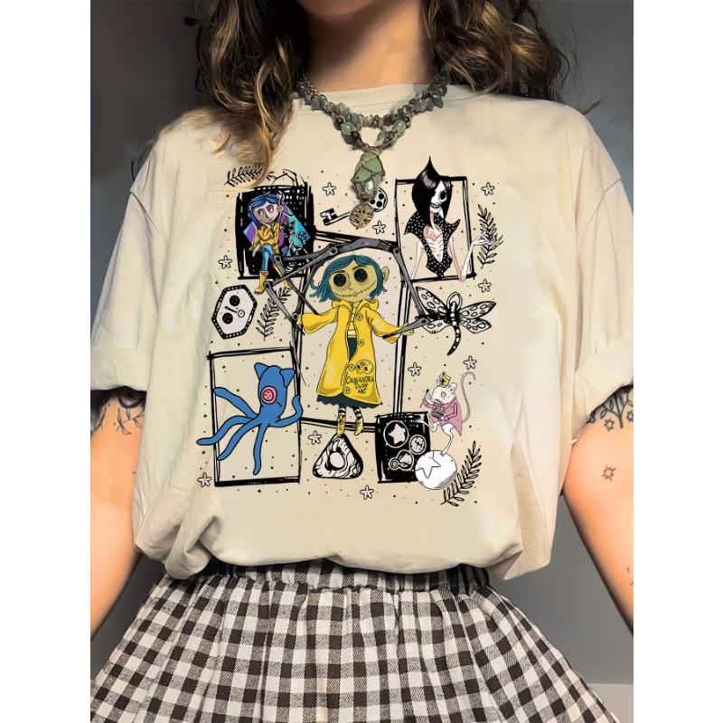 Women's Casual Round Neck Portrait Printed Polyester Fiber T-Shirt Fashion Street Oversized Short-Sleeved Summer Ladies Clothing