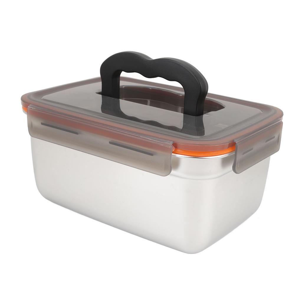 304 Stainless Steel Food Storage Container Metal Sealed Lunch Box with Handle for Home Refrigerator