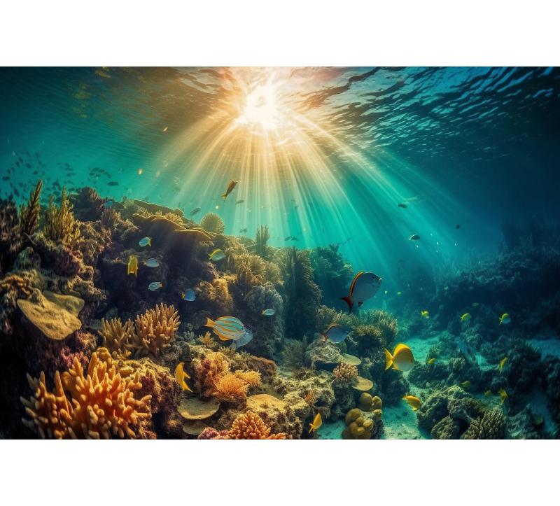 Underwater World Fish Coral Aquarium Theme Photography Backdrop, Children's Birthday Party, Home Decoration Photography Backdrop