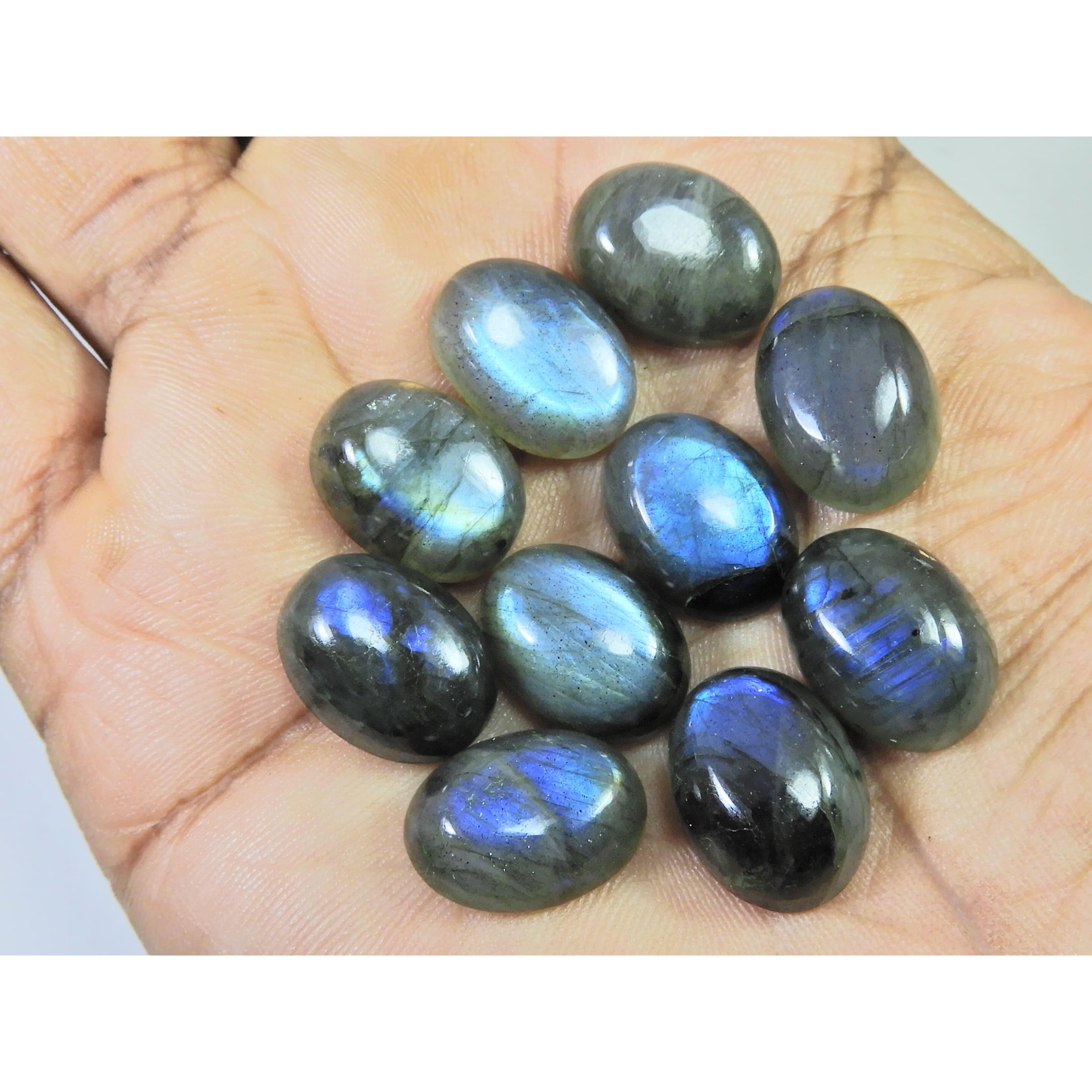 12X16MM Natural Labradorite Blue Fire Oval Cabochon Loose Gemstone 10Pcs Lot C-1092