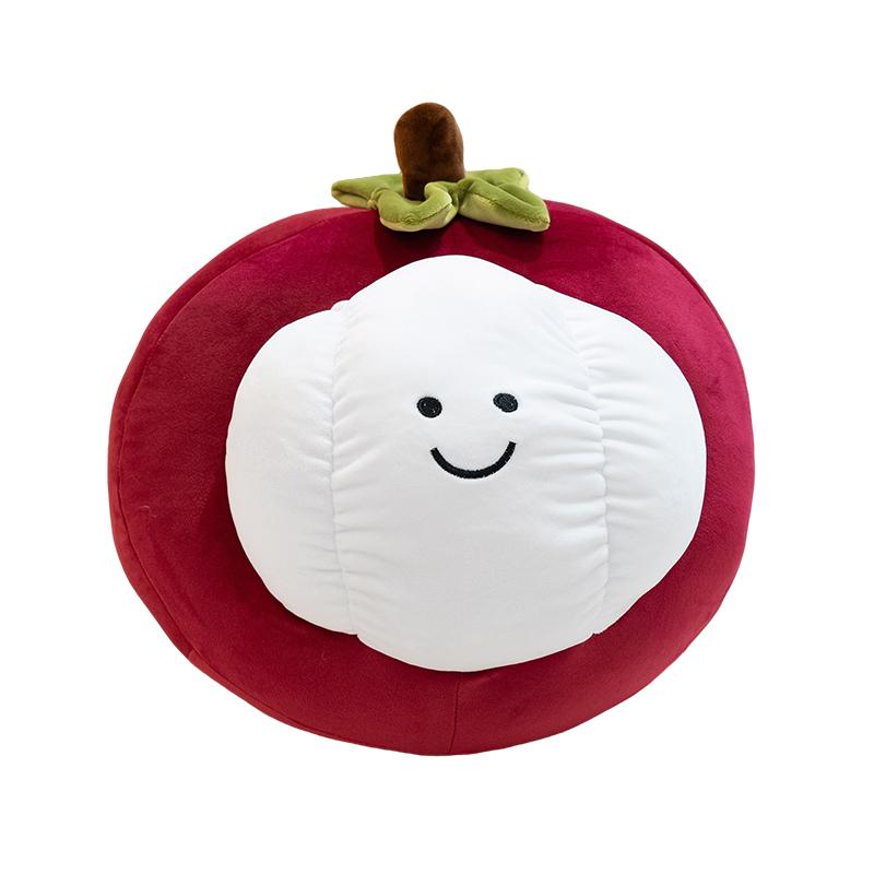27/35cm Oreiller Peluche Fruit Mangoustan Violet Coussin Squishy Humanoïde Rempli Décoration Canapé Fauteuil Cadeau 27x22cm