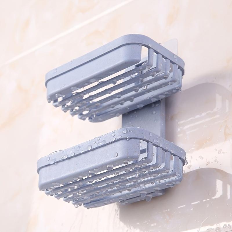 No punching double-layer soap box storage rack soap rack rack non-marking paste