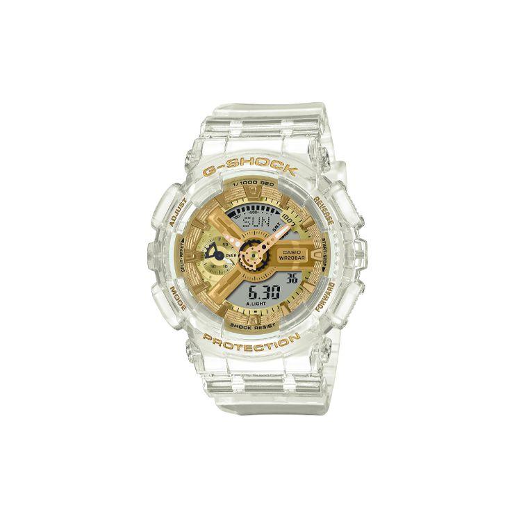 Casio Women's Gold/Yellow G-Shock Transparent Ice Tough 200M Waterproof Quartz Movement Resin Strap Watch Watches Gma-S110sg-7Apr