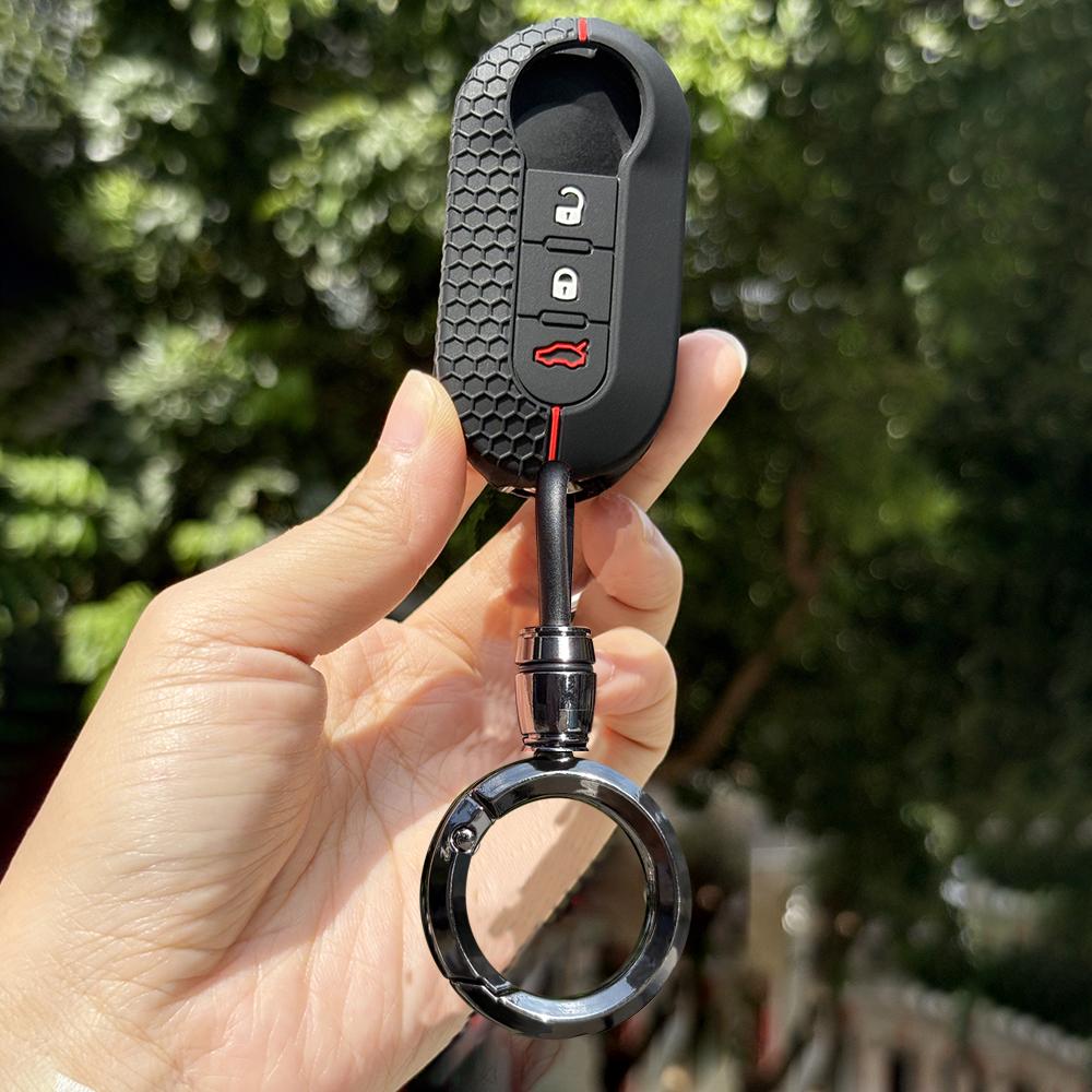 Keychain+ Keycase For Fiat 500 500L Ducato Panda LANCIA Punto Dot Evo Silicone Car Remote Key Cover For Citroen Jumper Holder