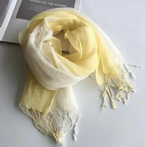 100% Leinen Farbverlauf Damen Frühling Schal Echarpe Muslimischer Hijab Foulard Schals Krawatte gefärbte Schals Damen/Herren Sjaal Schals für Damen