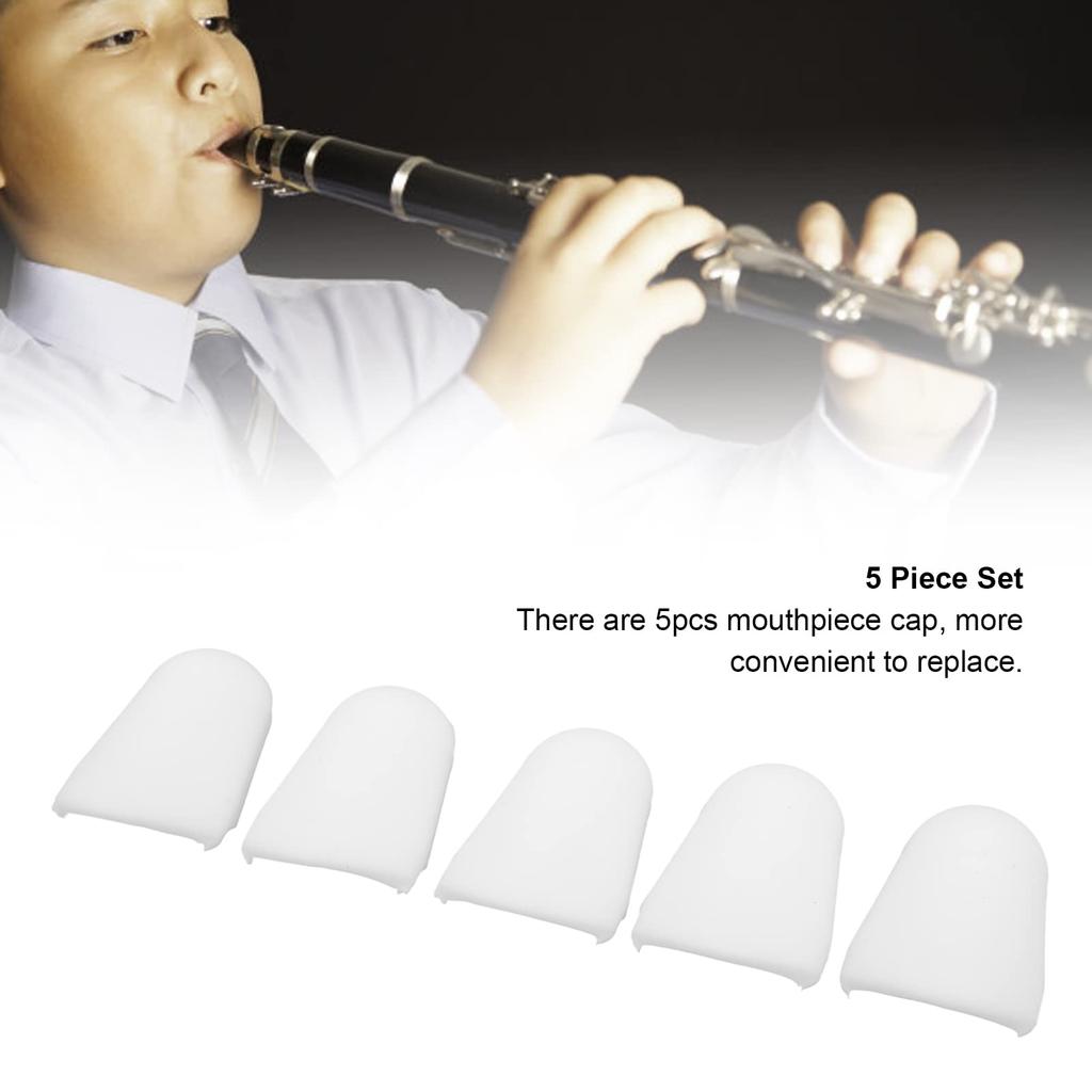 Saxophone cap kit, clarinet silicone mouthpiece cap set, white.