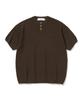 KNITTED Coolever Henley Neck Short Sleeve Knit Brown
