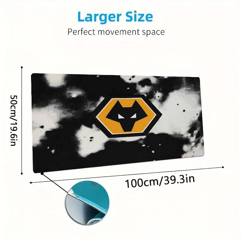Wolves FC Farbiges Mauspads Großes Gaming Tischkissen Rutschfeste Laptop Tablet Großes Mauspads XXL Matte Mini PC Spielmatte Mit Verriegeltem Rand