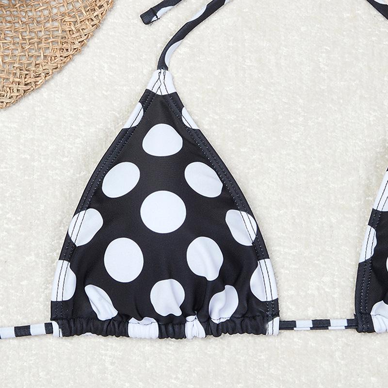 Trendy 2025 Women's Polka Dot Backless Bikini Set