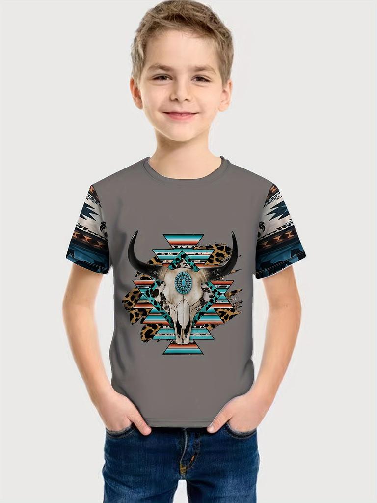 Kids Clothes Boys Tshirt Short Sleeve 3D Skull Print Children Summer Clothes Creative Stylish Streetwear Round Neck Girl Clothes