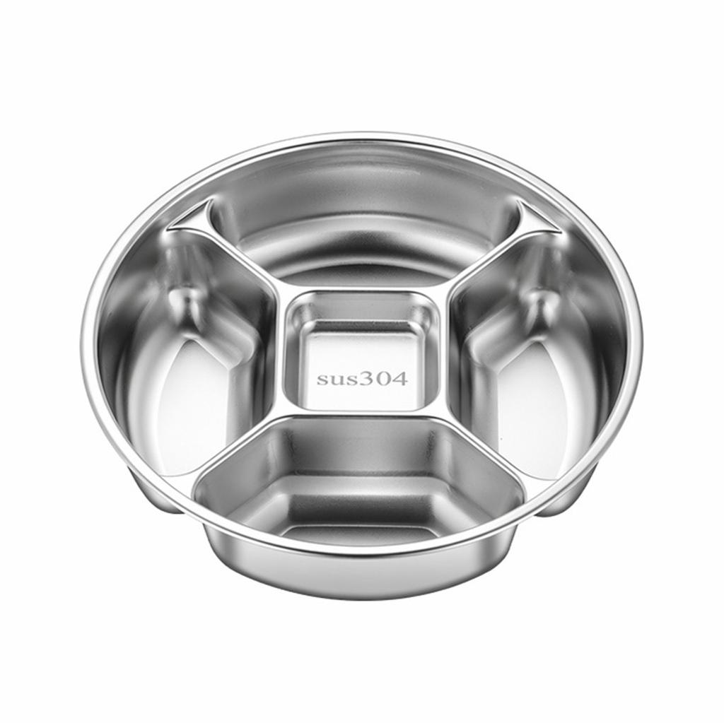 Stainless Steel Divided Plate 5 Compartment Snack Box Reusable Sectioned Food Storage Container for Meal Prep Party Entertaining
