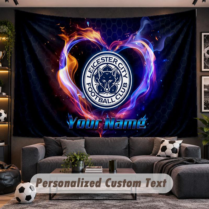 Wall Hanging Tapestry Custom NameLeicester City Pattern Personalized Printed Fabric Wall Decor