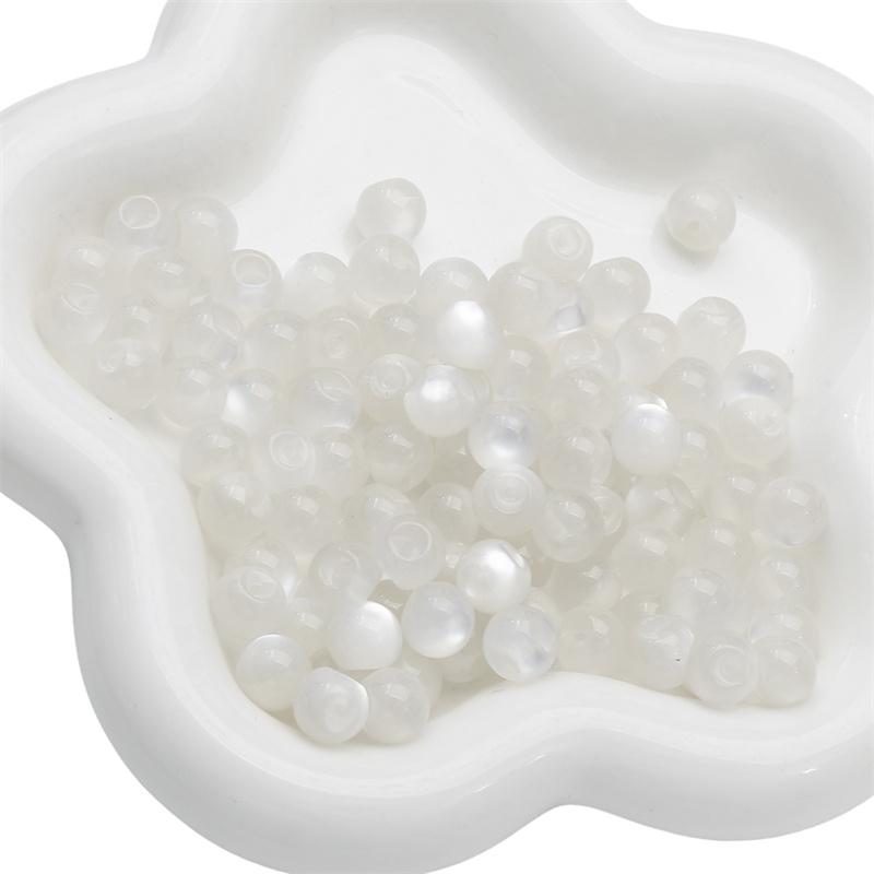 

10 мм 10 шт. смоляные бусины с имитацией кошачьего глаза, круглые бусины с косым отверстием для маркировки ювелирных изделий «сделай сам» 10mm 10pcs белый