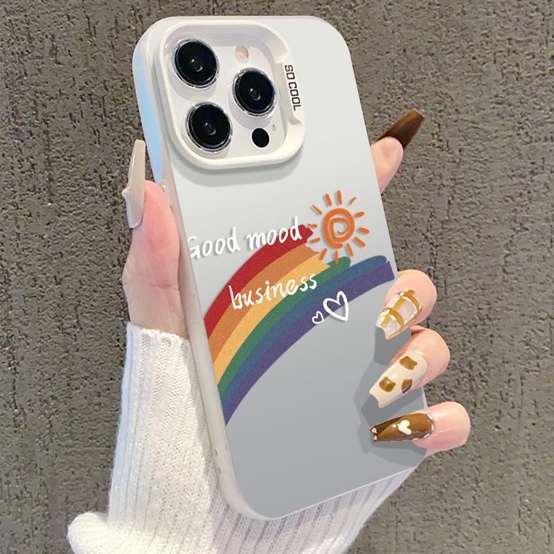 iPhone Case Rainbow Ins-Style for iPhone 13/14/15/16/17 Pro/Promax - Silver