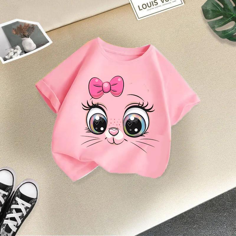 Dětské tričko s krátkým rukávem z čisté bavlny s roztomilými zvířecími potisky pro letní módu