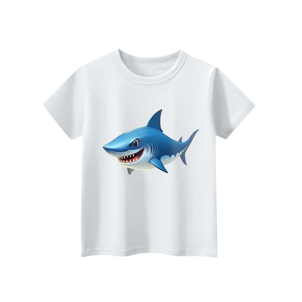 Dziecięcy T-shirt z krótkim rękawem i okrągłym dekoltem, z nadrukiem zwierzęcym, codzienny