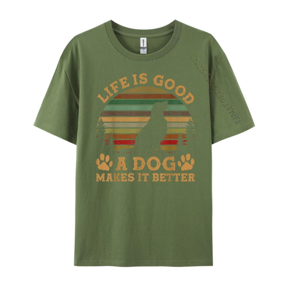 Life Is Funny Good A Dog Makes It Better Vintage Graphic T Shirts Camisetas Vegan