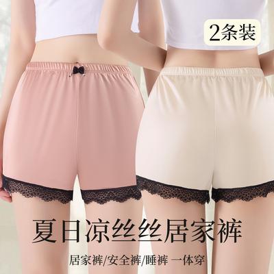 2-pack Anti Glare Non Rolled Edge Ice Silk Leggings for Women In Summer, Thin Design, Can Be Worn Outside, Safety Pants, Home Shorts