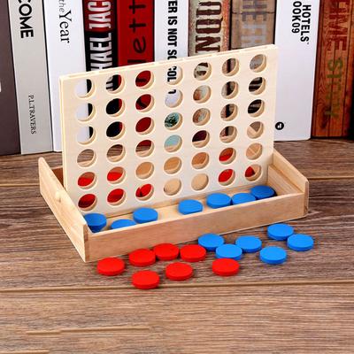 Wooden Line Up Four, Connect Four, Four In One Line, 42 Pieces Bingo Chess -Parent Child Interactive Desktop Game Chess
