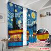 2pcs 2D Flat Printing Scene Curtain Starry Night Route 66 100% Polyester Without Electricity Festive Holiday Use for Holiday