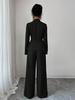 Women's European & American Spring/Autumn Fashion V-Neck Long Suit with Wide-Leg Pants Set