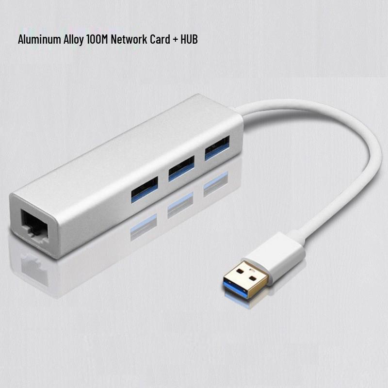 USB LAN + Hub Network Adapter: 2-in-1 Expansion with 3 USB Ports, USB to RJ45
